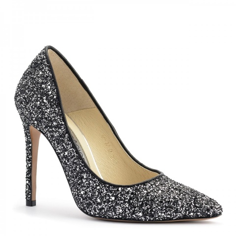 Czarne klasyczne brokatowe szpilki Y101L