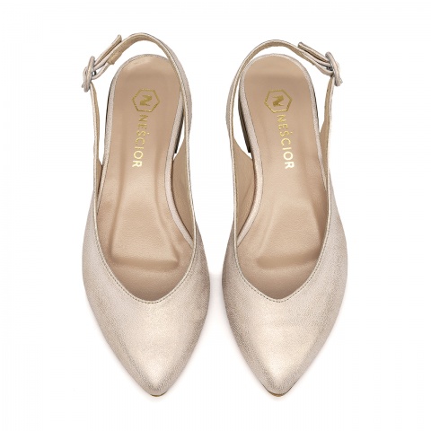 Perłowo-różowe baleriny z odkrytą piętą 263V