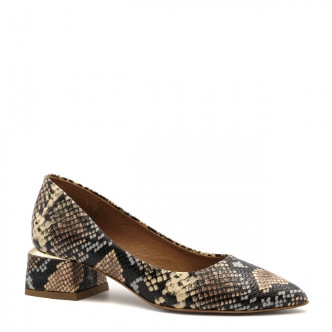 Wężowe czółenka na niskim obcasie 230C