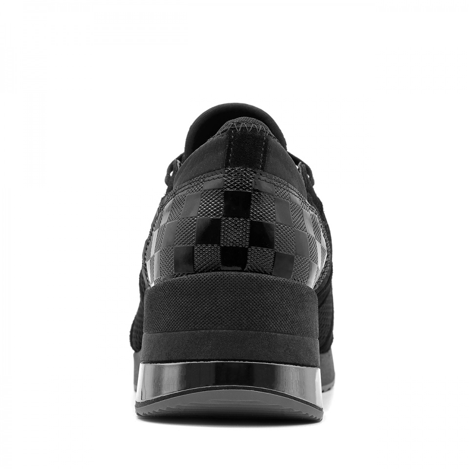 Sportowe czarne sneakersy z metalizowaną wstawką 278K