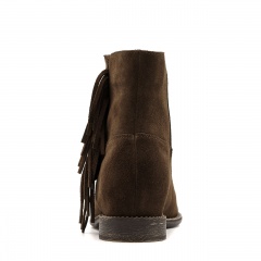 Brązowe welurowe botki z frędzlami 27G
