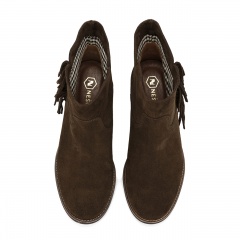 Brązowe welurowe botki z frędzlami 27G