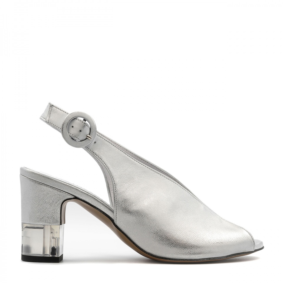 Srebrne sandały peep toe 114A