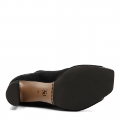 Czarne welurowe botki peep toe na słupku 133B
