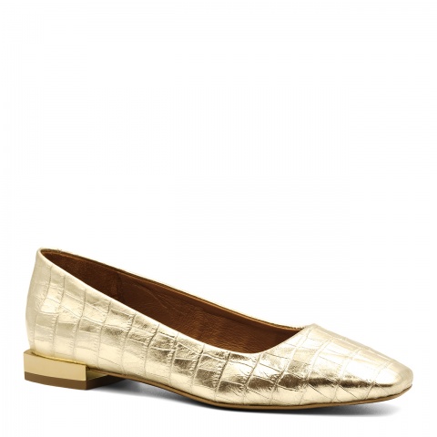 Złote baleriny z kwadratowym noskiem 273G