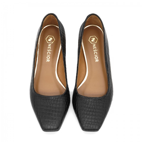 Czarne baleriny z kwadratowym noskiem 273G