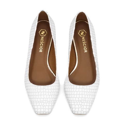 Białe baleriny z kwadratowym noskiem 273G