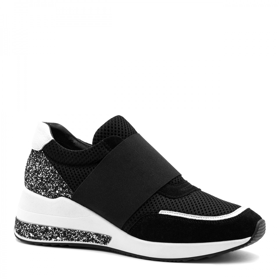 Sportowe czarno-białe sneakersy z szeroką gumą 278G