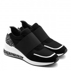 Sportowe czarno-białe sneakersy z szeroką gumą 278G