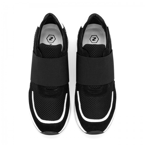 Sportowe czarno-białe sneakersy z szeroką gumą 278G