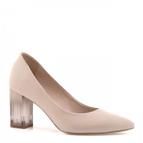 Pudrowo-różowe czółenka z przezroczystym obcasem 78W