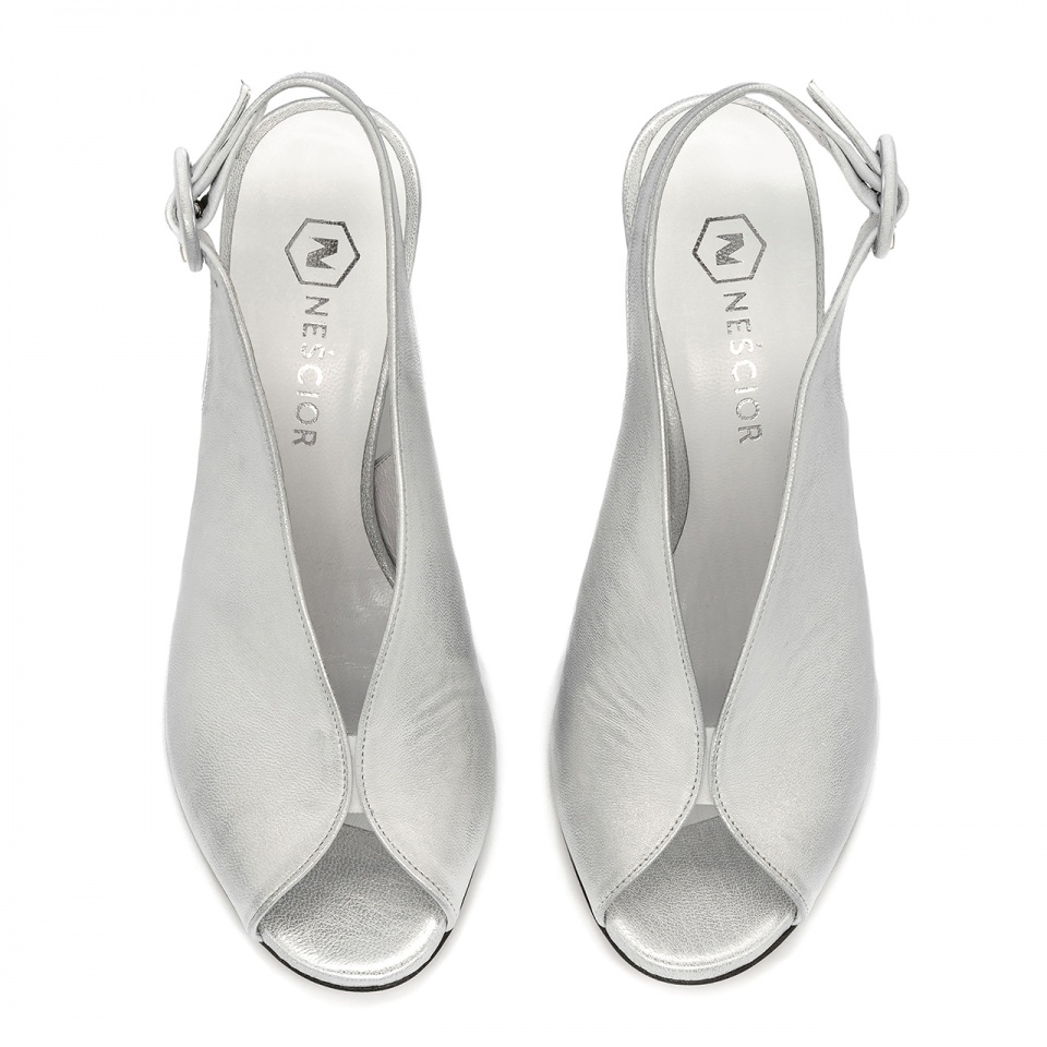 Srebrne sandały peep toe 114A