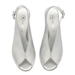 Srebrne sandały peep toe 114A