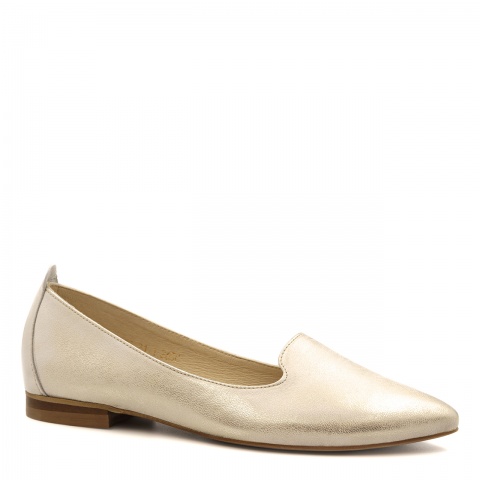 Złote skórzane baleriny 263L