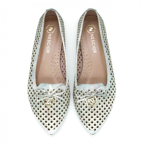 Biało-błekitne perforowane baleriny 263A