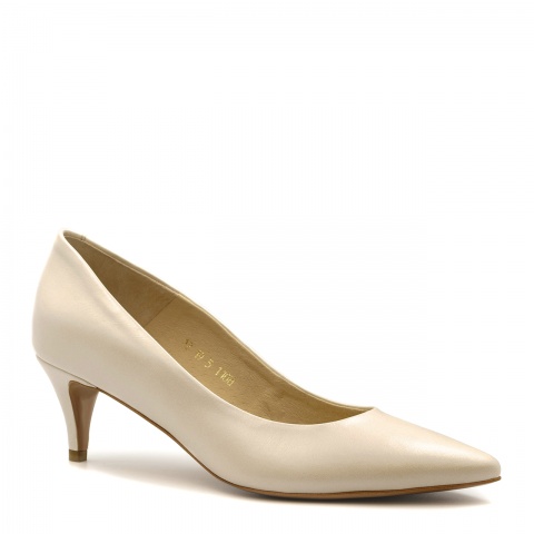 Brązowo zielone skórzane wężowe czółenka 110H