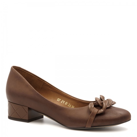 Brązowe skórzane czółenka 261B