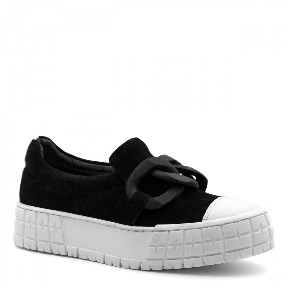 Czarne sneakersy z łańcuchem 243F
