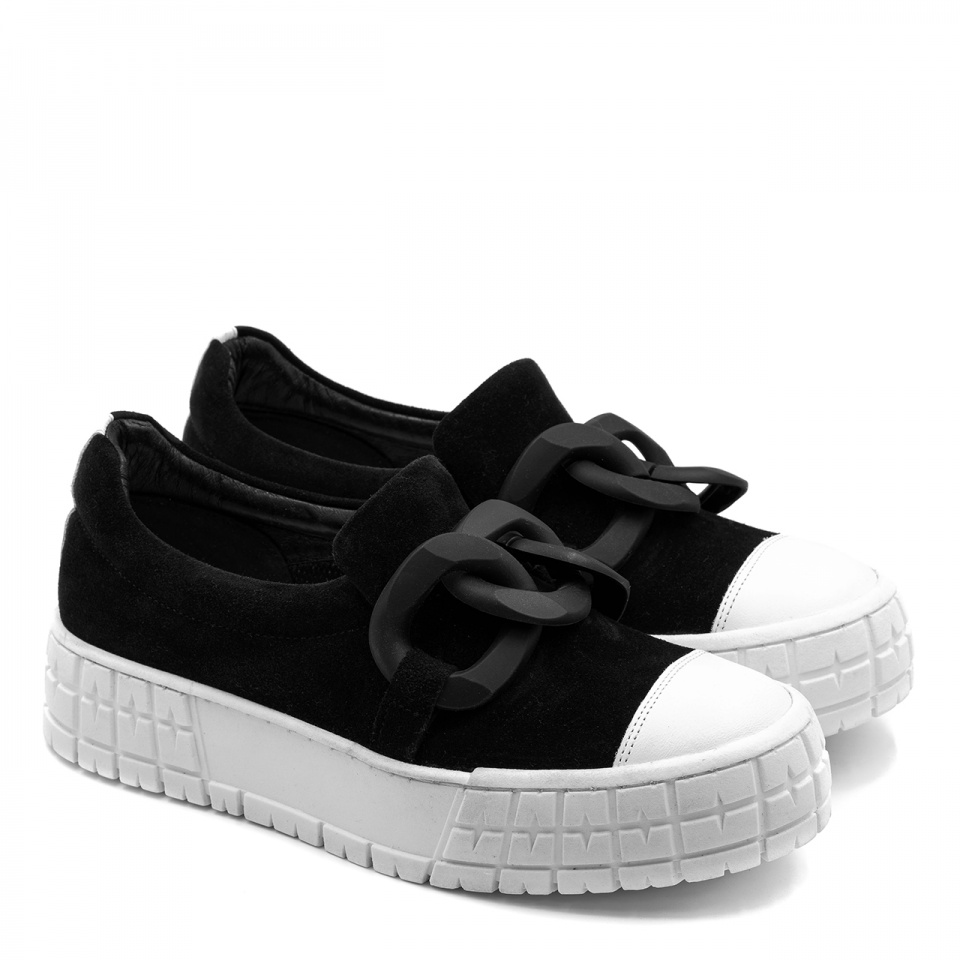 Czarne sneakersy z łańcuchem 243F