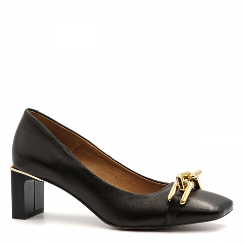 Czarne czółenka z kwadratowym noskiem 212C