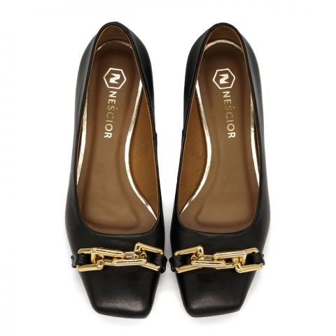 Czarne czółenka z kwadratowym noskiem 212C