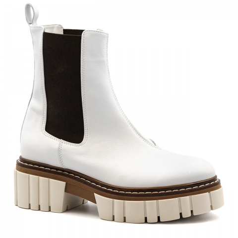 Białe wsuwane botki na grubej podeszwie 245S