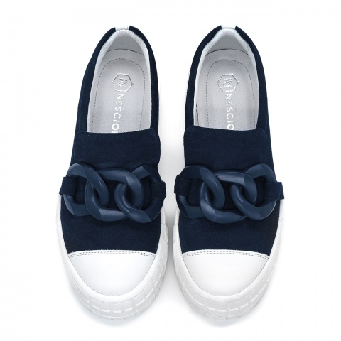 Granatowe sneakersy z łańcuchem 243F