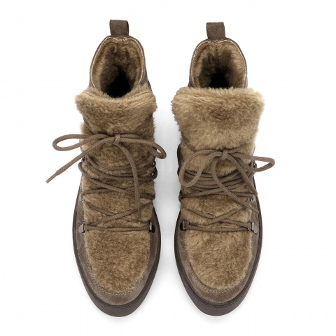 Kawowe welurowe ocieplane botki 280C