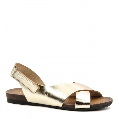 Złote skórzane sandały LM40141