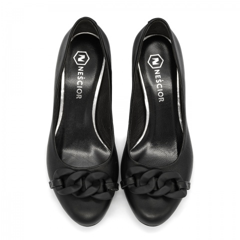 Czarne skórzane czółenka 261B