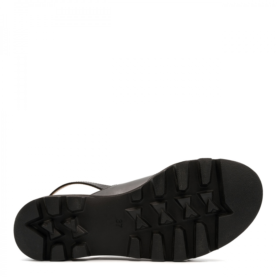 Czarne skórzane sandały z szerokimi paskami 216C