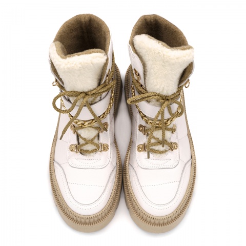 Białe sk&oacute;rzane botki FIF61