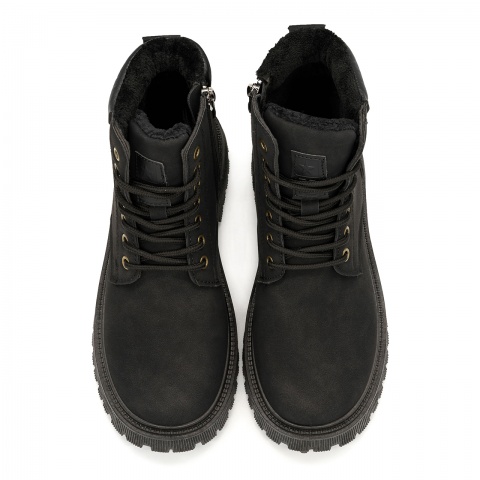 Czarne sznurowane botki za kostkę KC5217