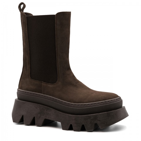 Brązowe botki na masywnej podeszwie CB3013/156