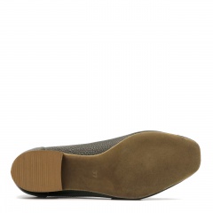 Khaki skórzane baleriny z ozdobą 229H