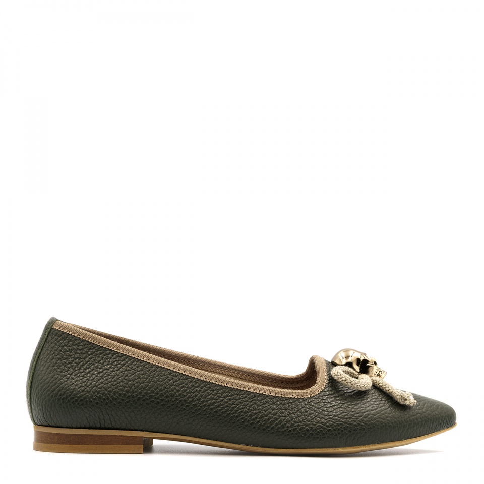 Khaki skórzane baleriny 263Z
