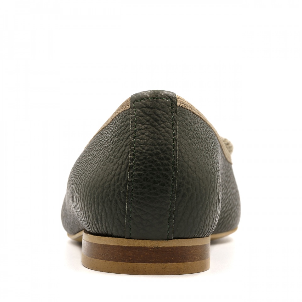 Khaki skórzane baleriny 263Z