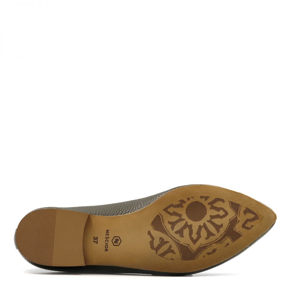 Khaki skórzane baleriny 263Z