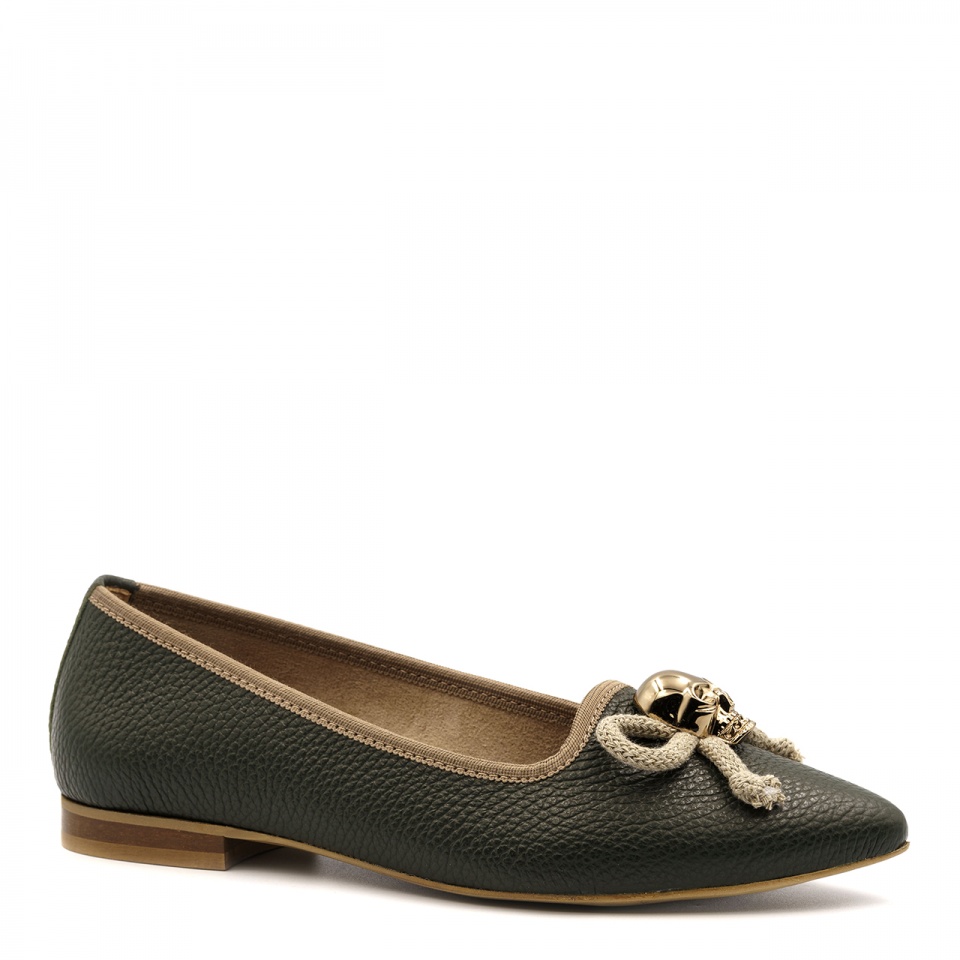 Khaki skórzane baleriny 263Z