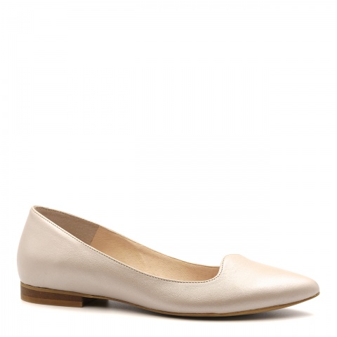 Perłowo-beżowe skórzane baleriny 263S