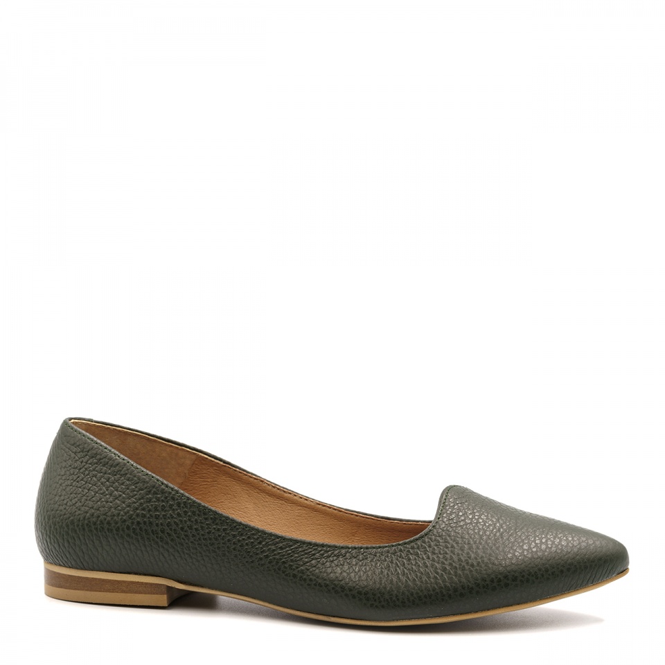 Khaki skórzane baleriny 263S
