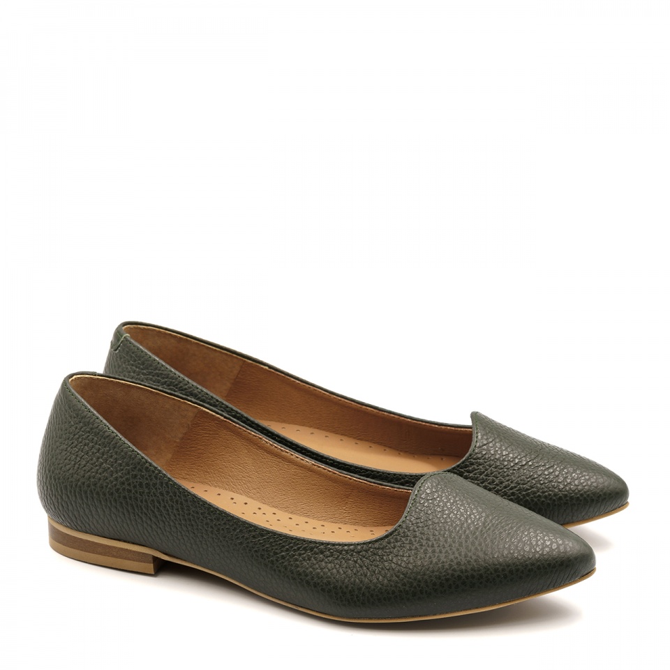 Khaki skórzane baleriny 263S