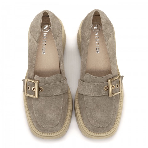 Beżowe welurowe półbuty 3FIF66/L