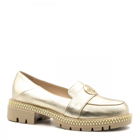 Złote skórzane półbuty 3FIF90/7