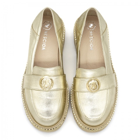 Złote skórzane półbuty 3FIF90/7