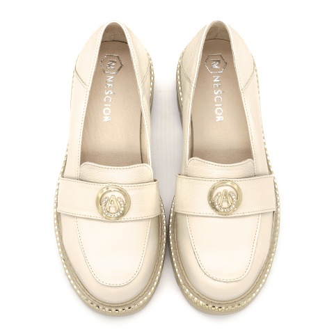 Beżowe skórzane półbuty 3FIF90/7