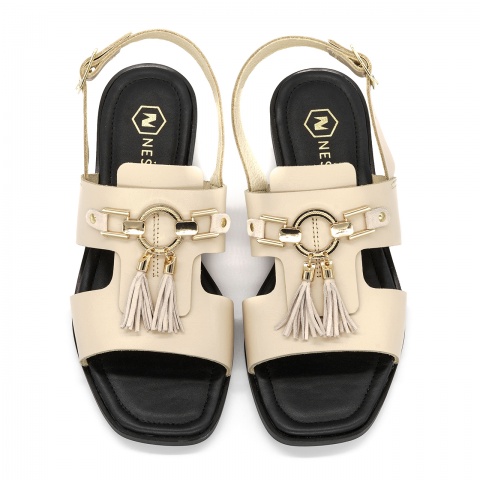 Beżowe skórzane sandały 5LI380