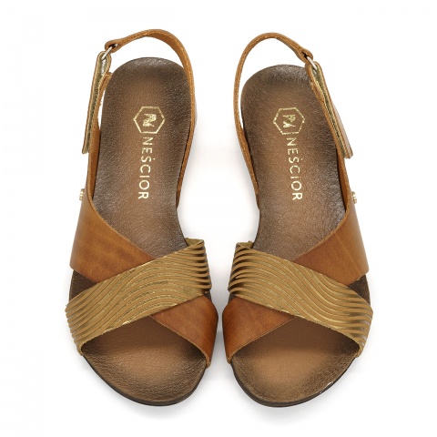 Brązowe skórzane sandały LM40141