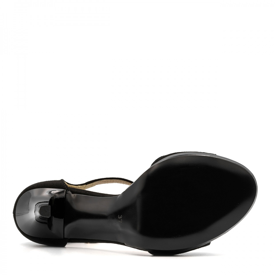 Czarne zamszowe sandały na szpilce PSL1484P
