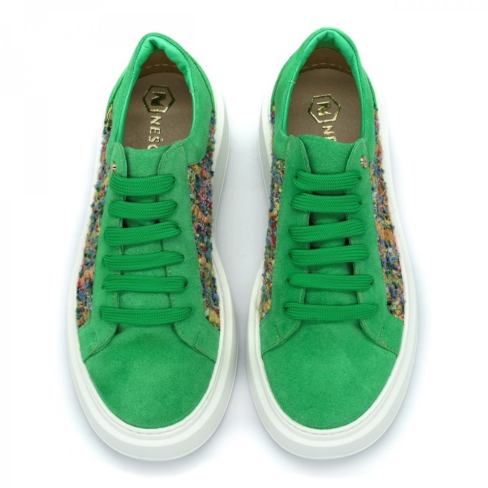 Zielone sznurowane sneakersy KR4666